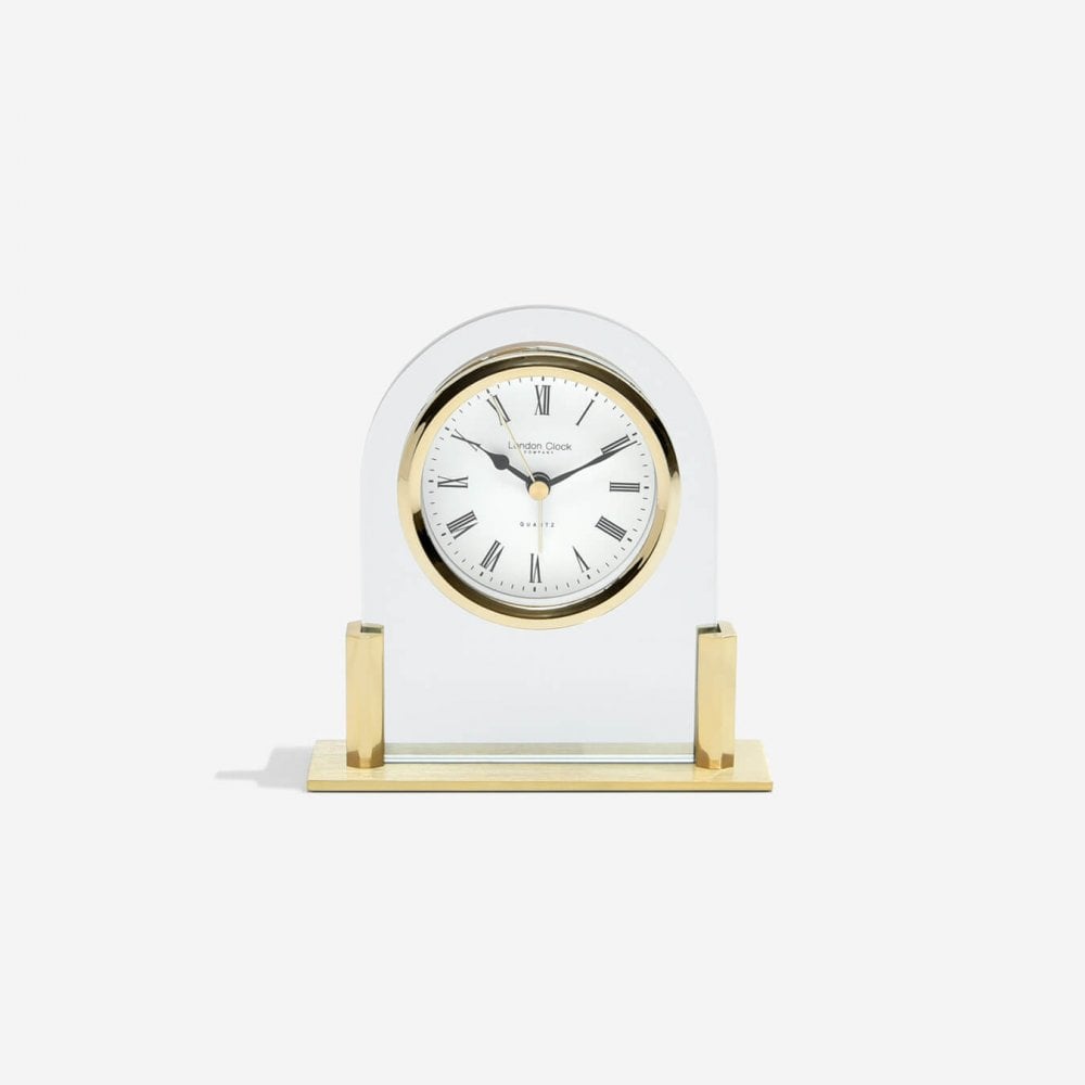 Gold Finish Glass Quartz Mantle Clock 17124