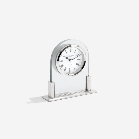 Silver Finish Glass Quartz Mantle Clock 17125