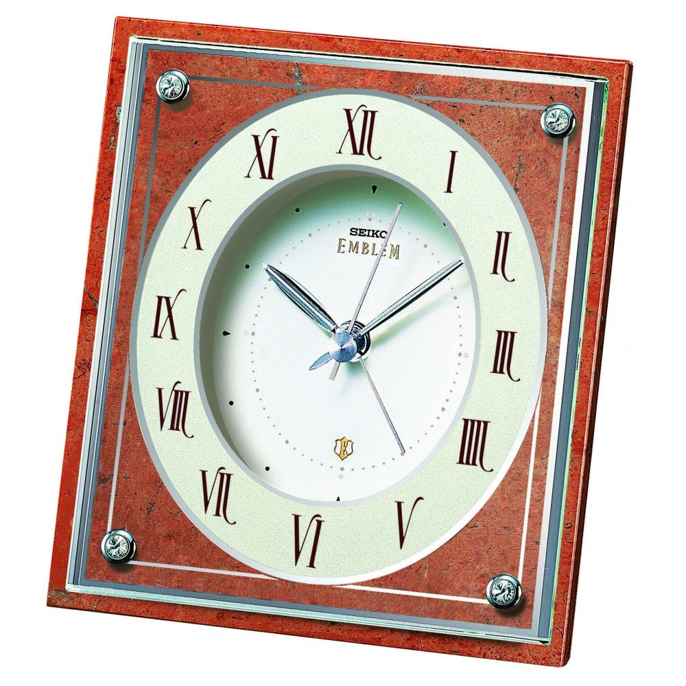 Brown Marble Quartz Mantle Clock - Emblem AHR591H