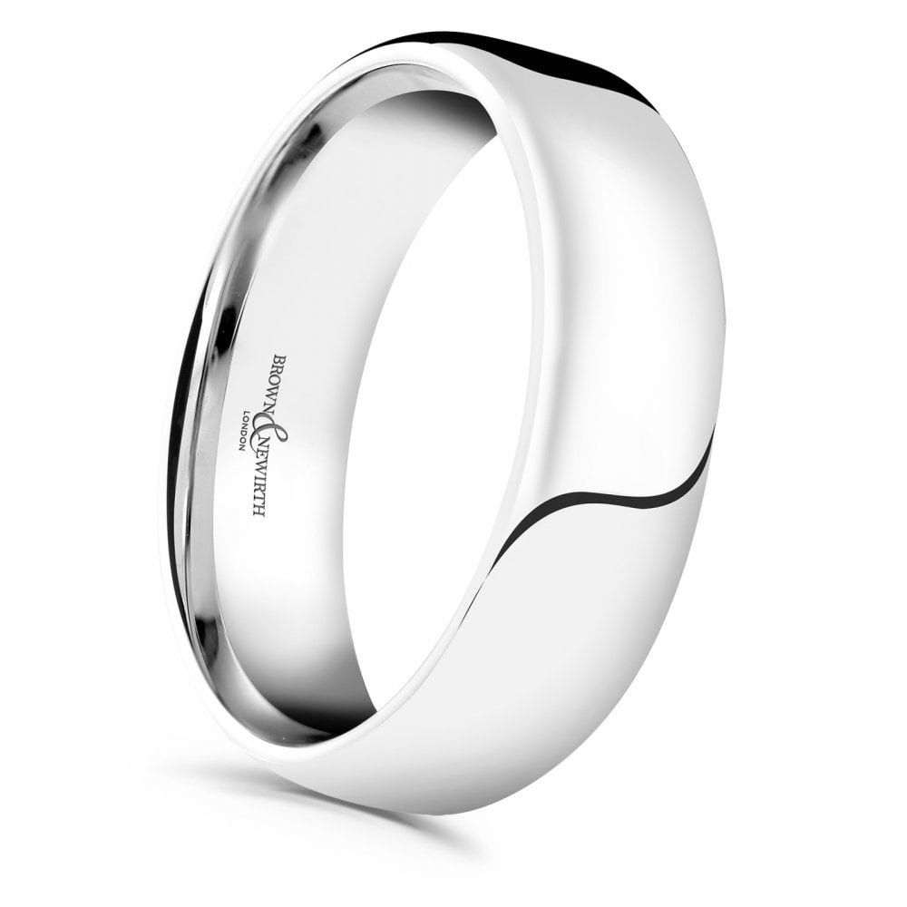 Gents Palladium Flat Court Polished Wedding Ring 6mm Wide