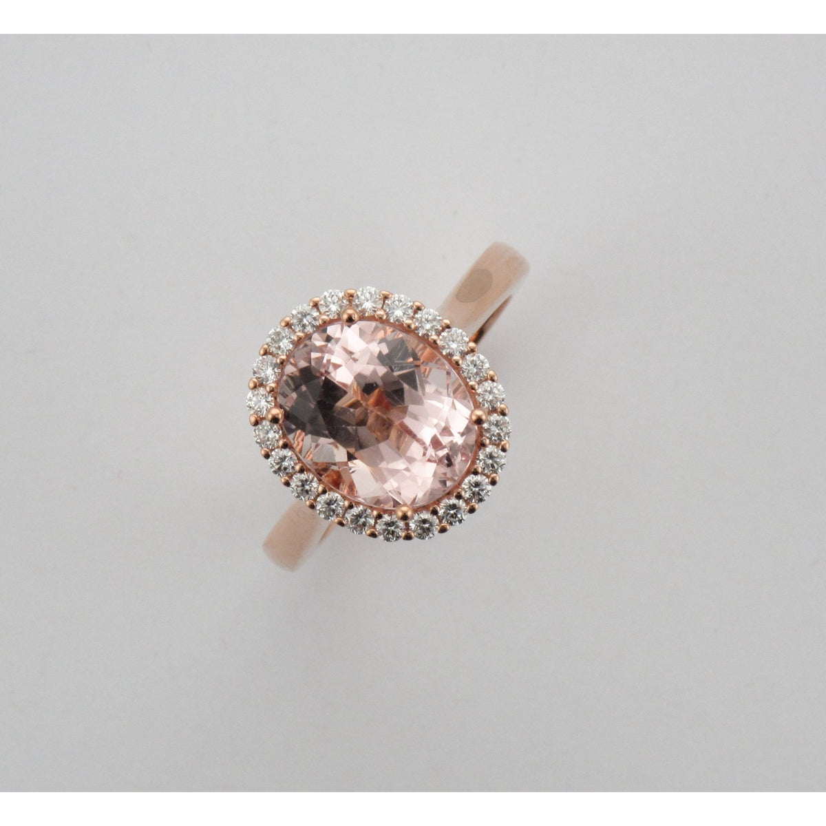 18ct Rose Gold Morganite and Diamond Cluster Ring