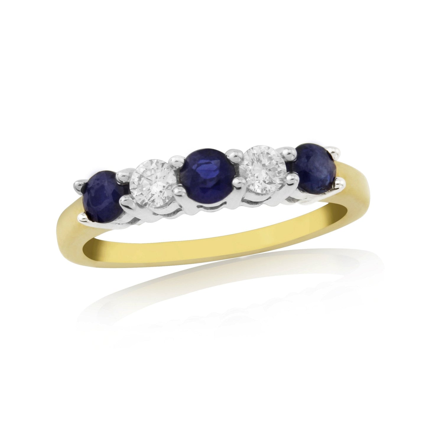 9ct Gold Diamond and Sapphire Half Eternity Ring