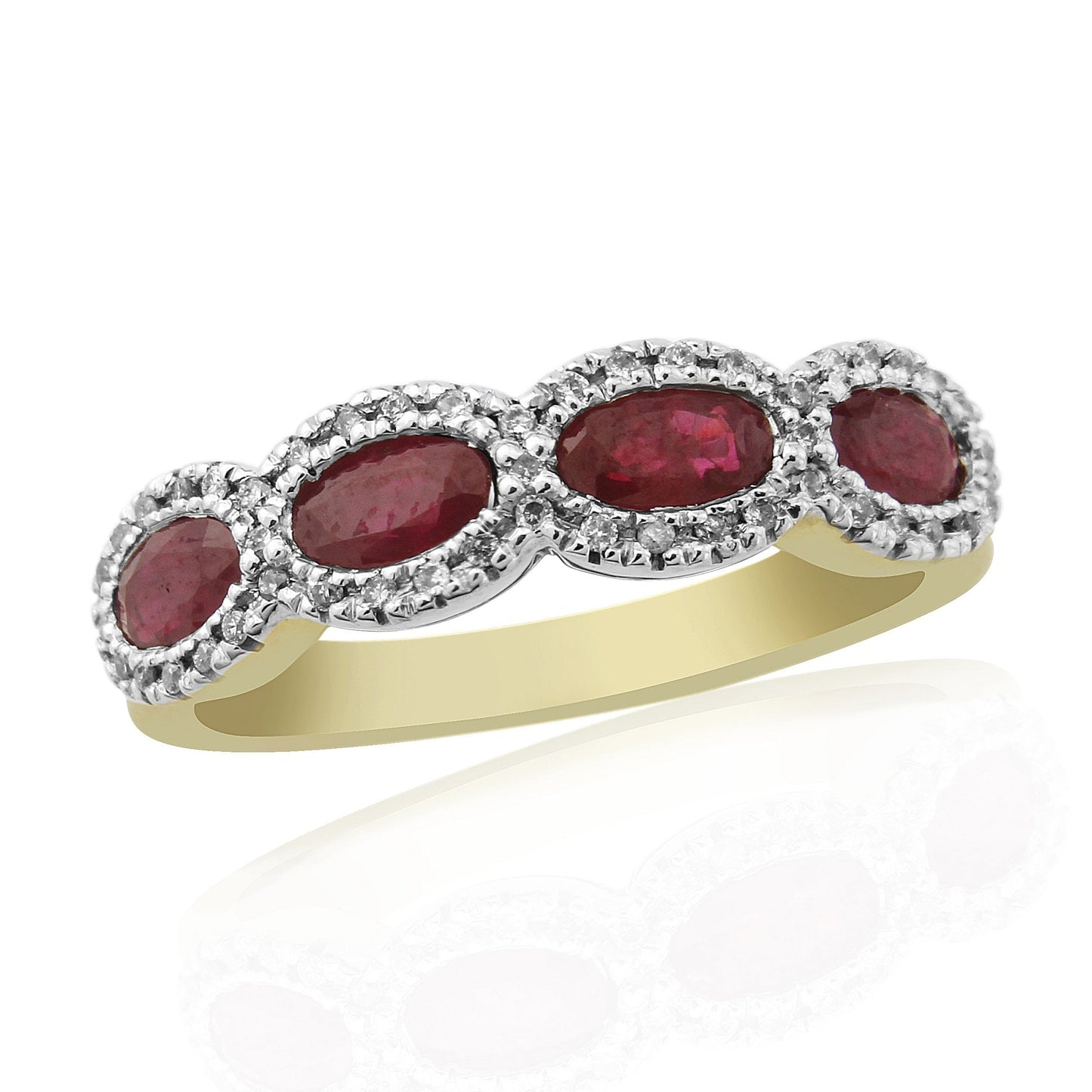 9ct Gold Ruby and Diamond Half Eternity Ring