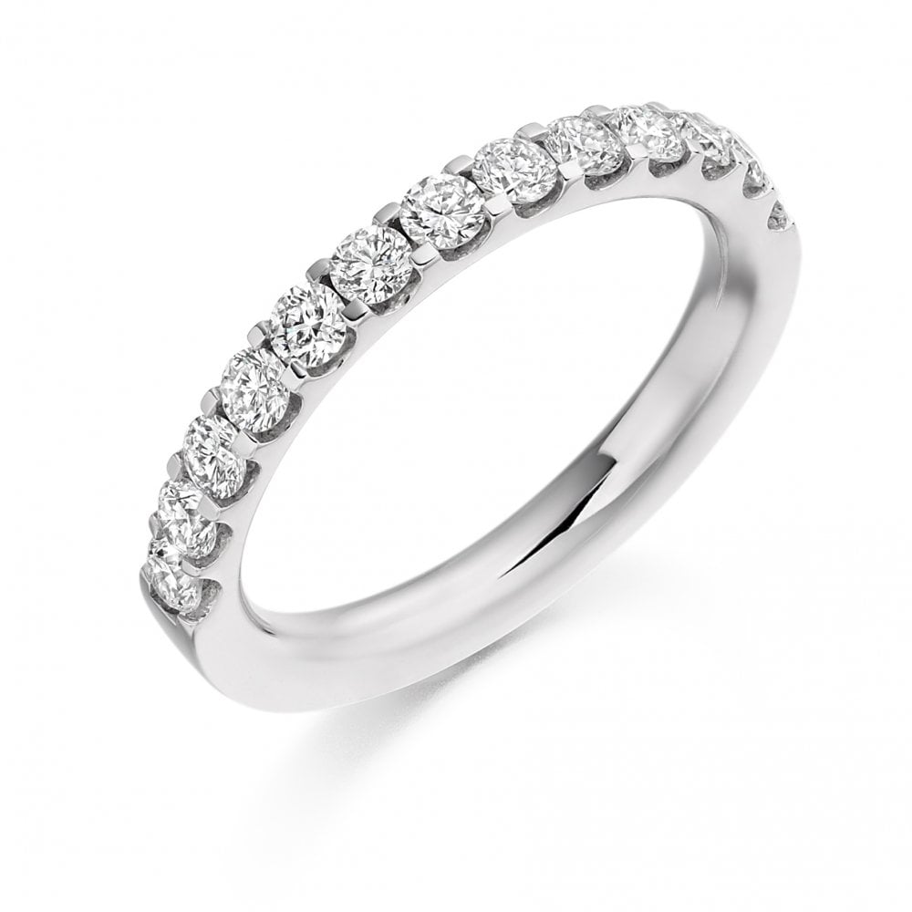 18ct White Gold Diamond Claw Set Half Eternity Ring
