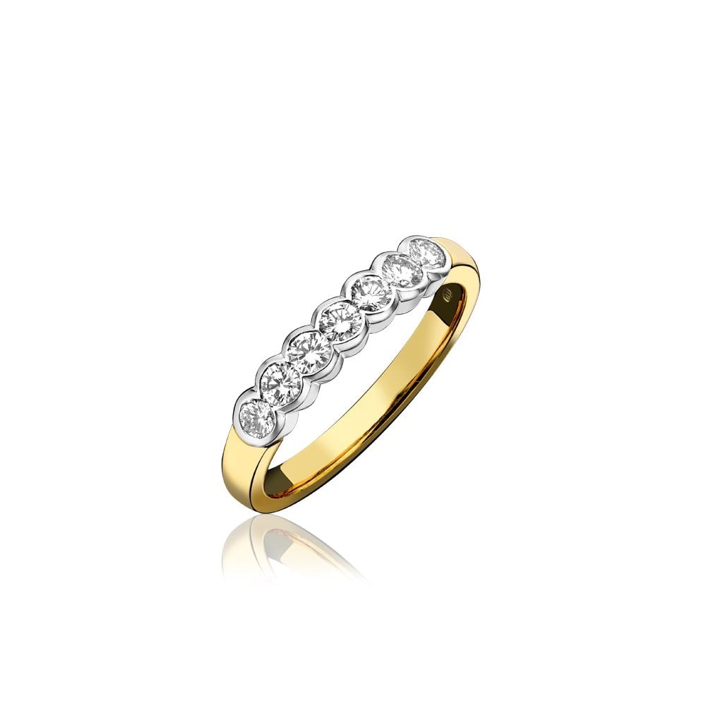 18ct Gold Rub Over Diamond 0.3ct Half Eternity Ring