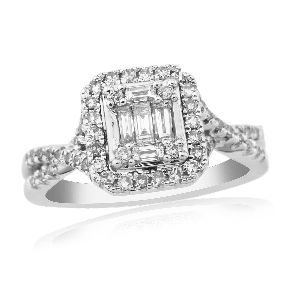 9ct White Gold Diamond Cluster Engagement Ring