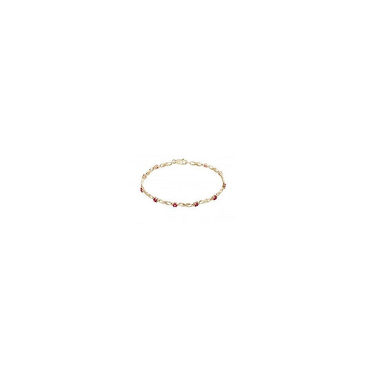 9ct Yellow Gold Ruby and Diamond Bracelet