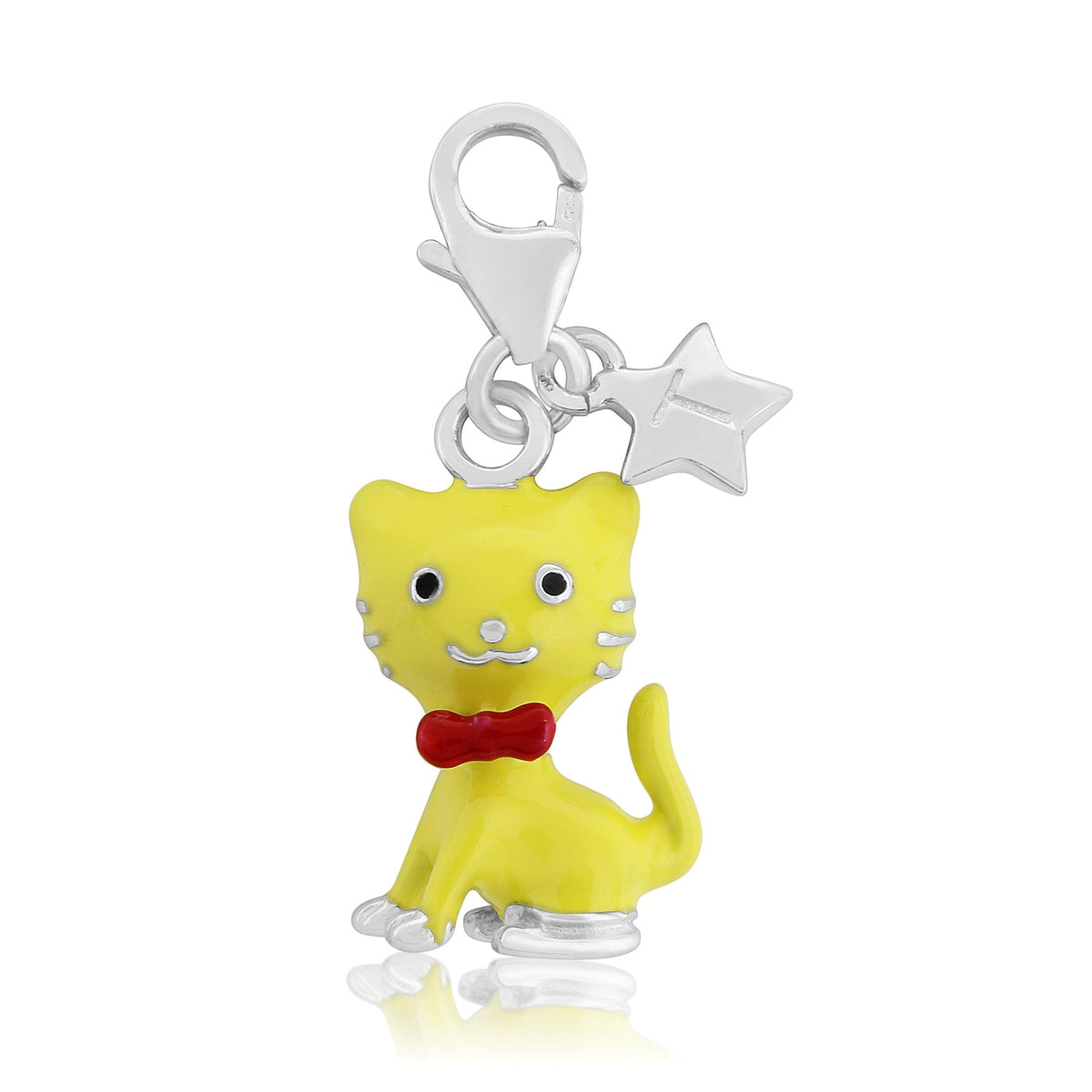 Sterling Silver Kitten Coloured Enamel Charm SCH329