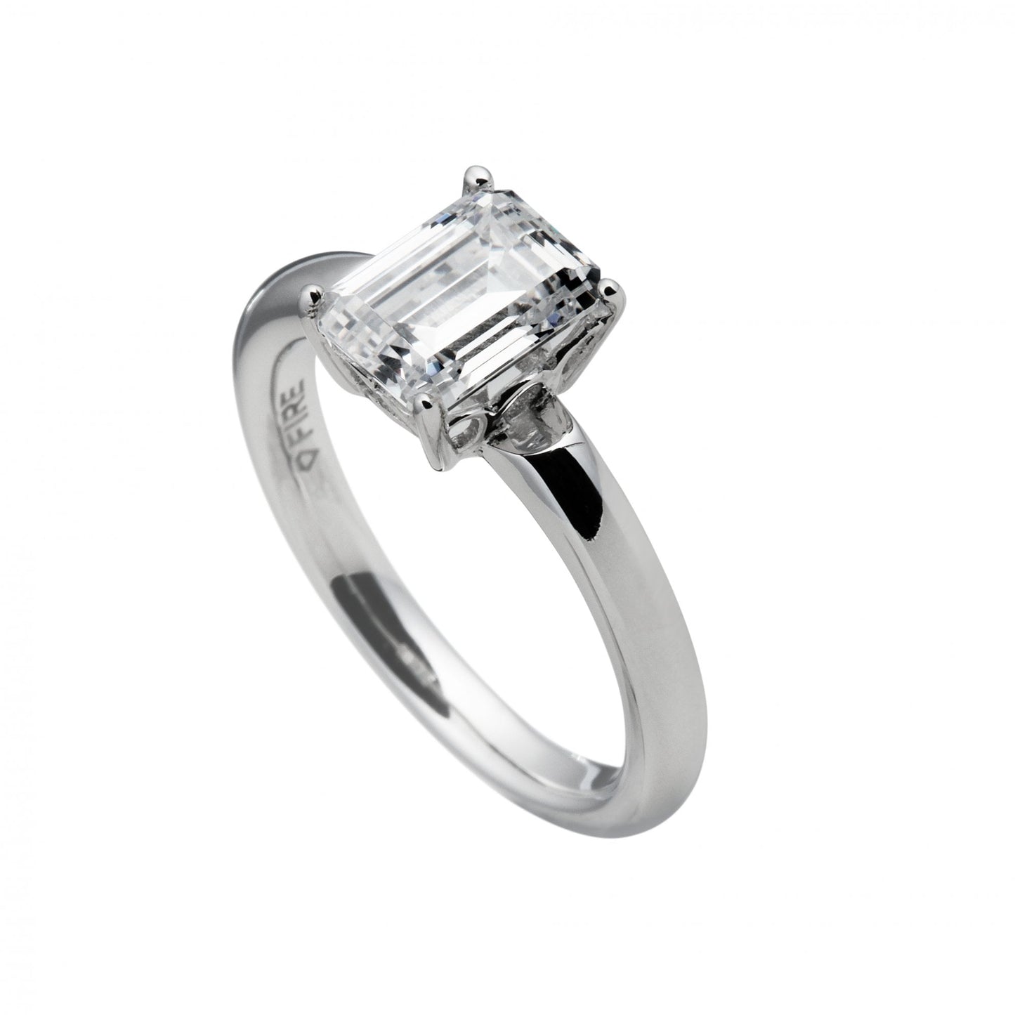 Sterling Silver Emerald Cut Cubic Zirconia Ring