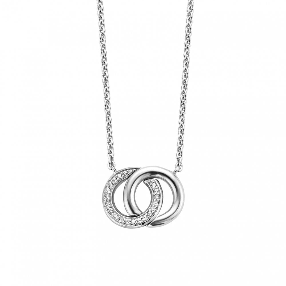 Sterling Silver Cubic Zirconia Double Circle Pendant 3822ZI/48
