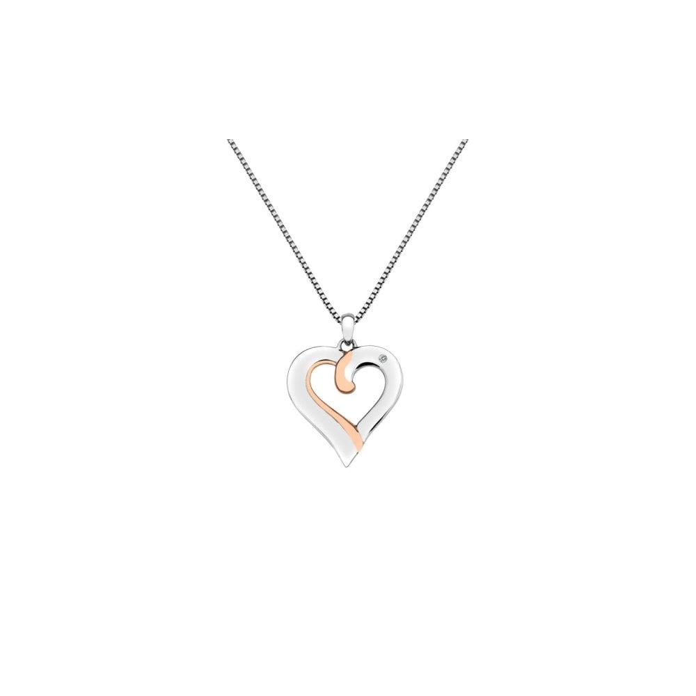 Sterling Silver Diamond Together Heart Pendant DP687