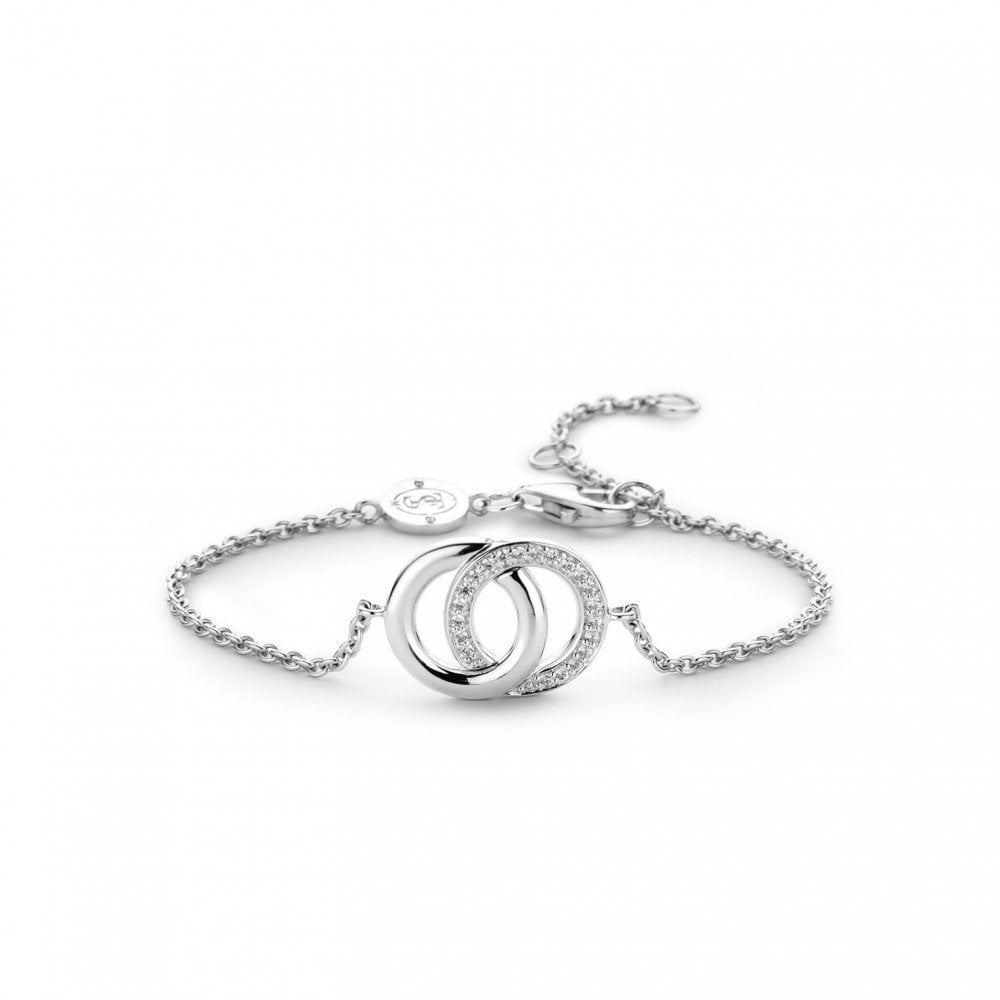 Ti Sento Sterling Silver CZ Double Circle Bracelet 2790ZI