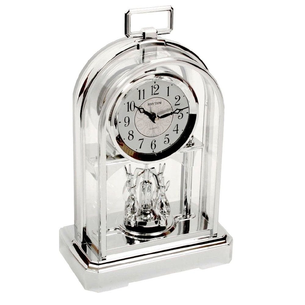 Silver Finish Quartz Rhythm Mantle Anniversary Clock 4SG744WR19