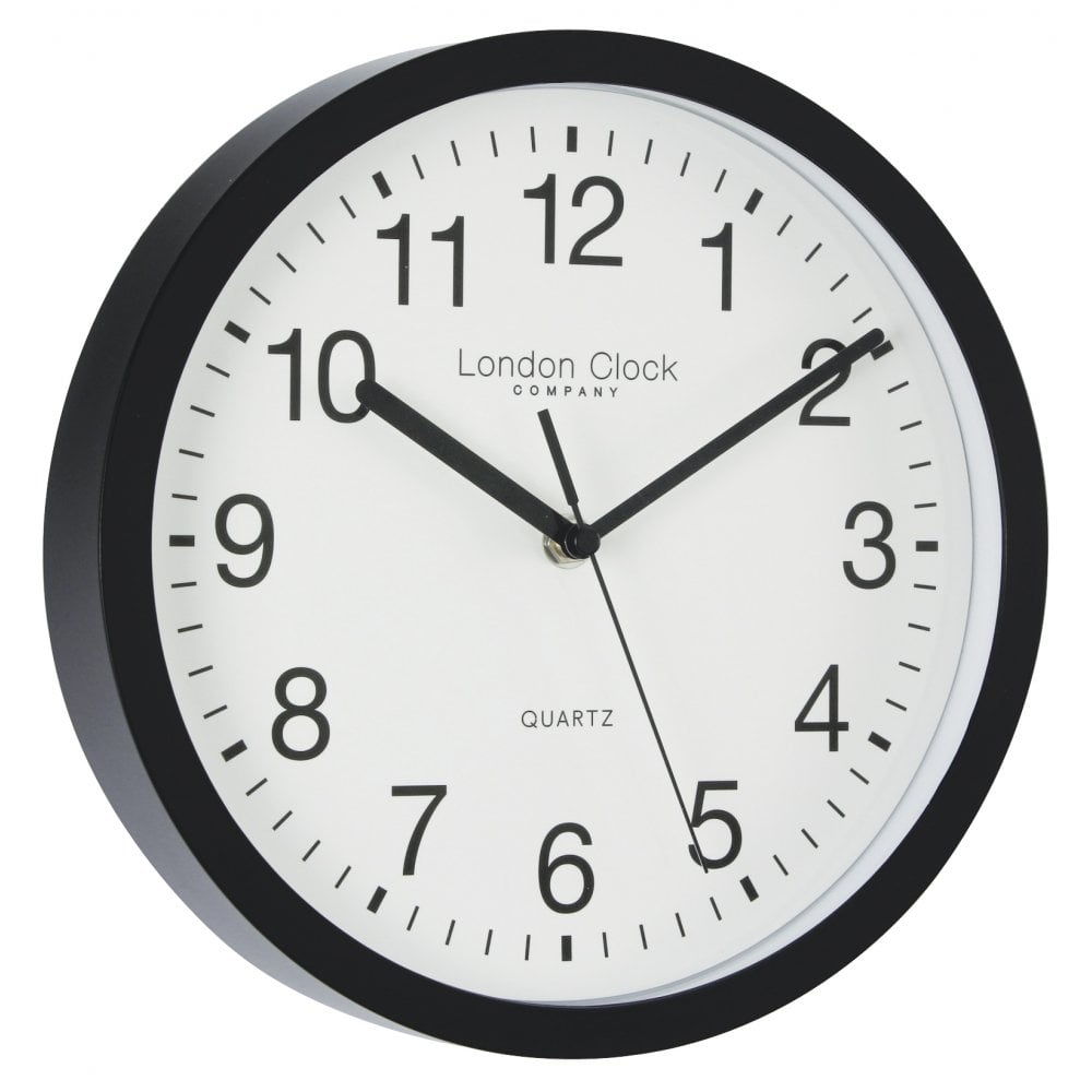 Black Plastic Round Quartz Battery Wall Clock Arabic Dial 24181