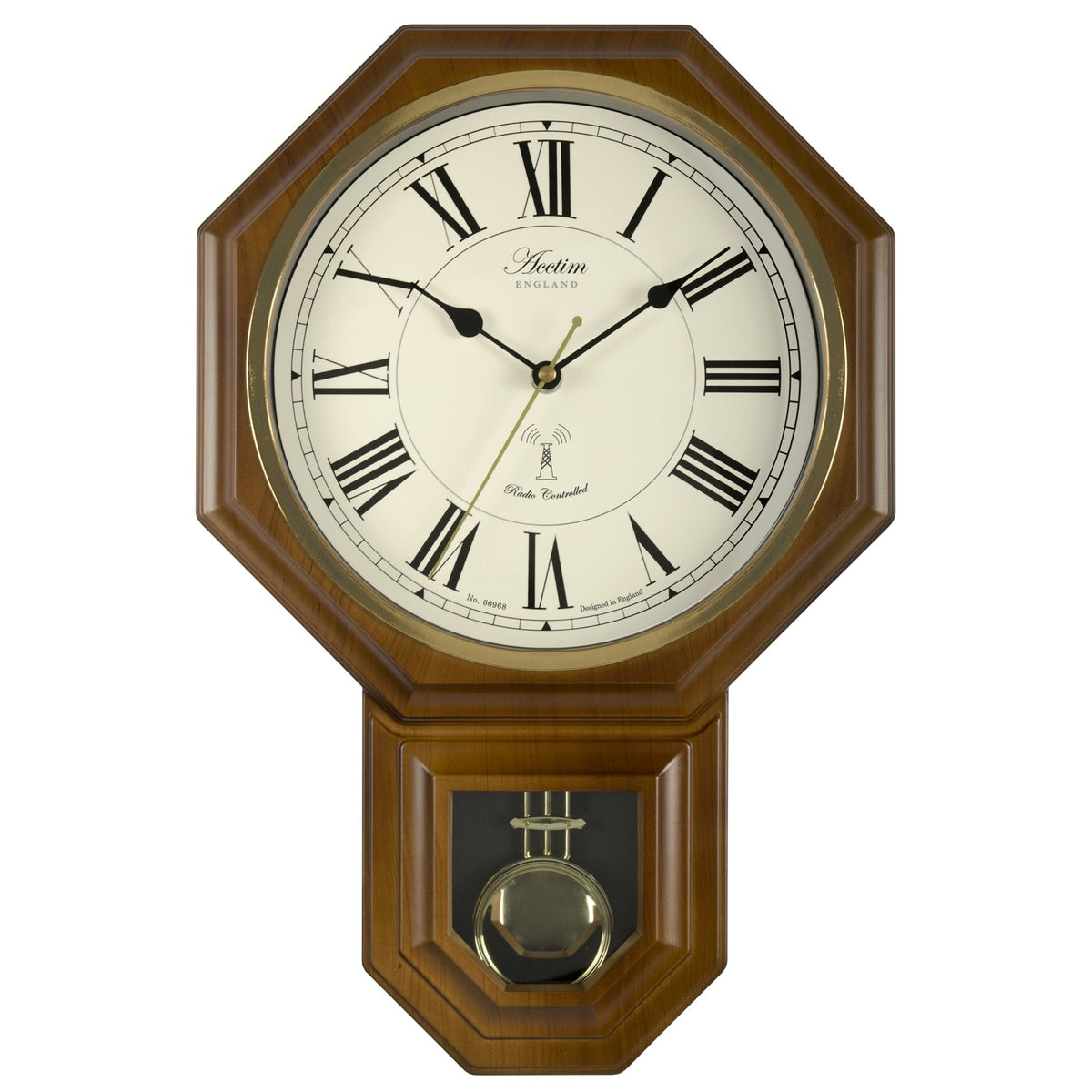 Wood Effect Radio Controlled Wall Clock Pendulum Yarnton 76086