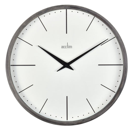 Clear Round Grey Battery Wall Clock 'Leksvik' 25047
