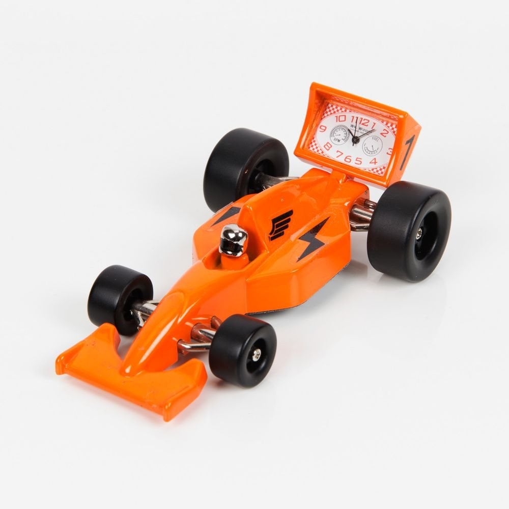 Widdop Miniature Battery Mantle Clock Orange F1 Racing Car 9006