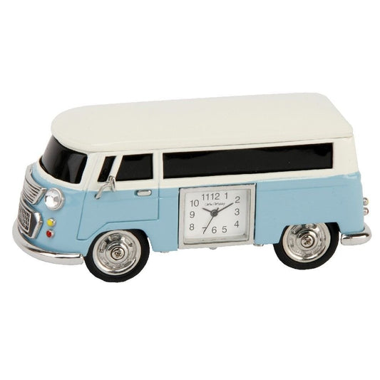Miniature Quartz Mantle Clock Blue Campervan 9710BL