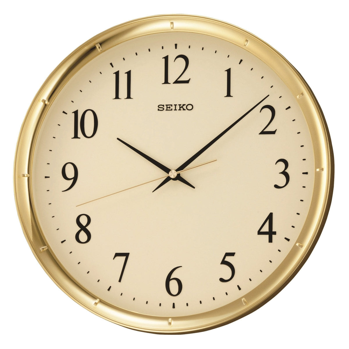 Gold Finish Round Quartz Battery Wall Clock QXA417G