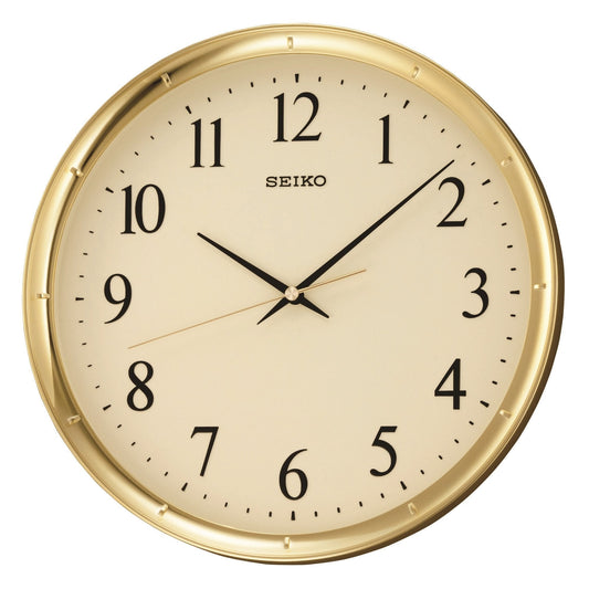 Gold Finish Round Quartz Battery Wall Clock QXA417G