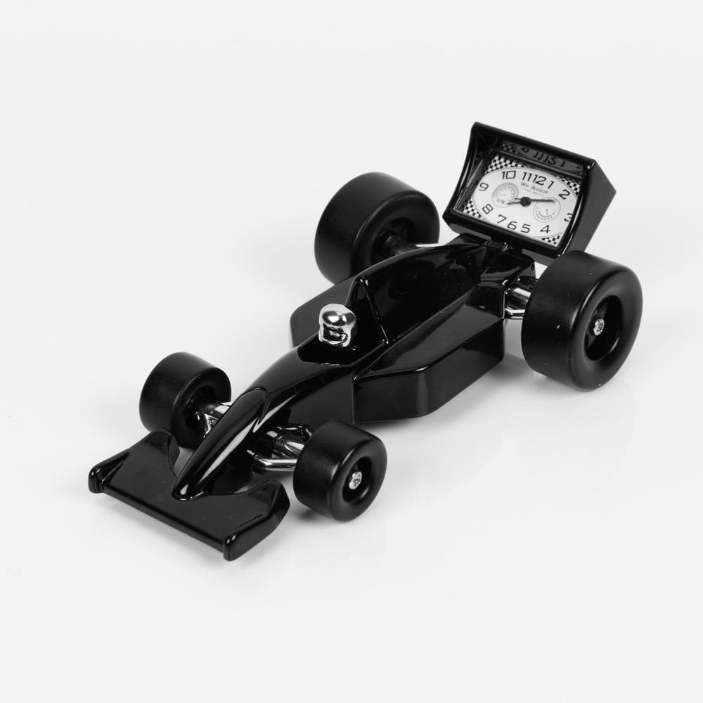 Widdop Miniature Battery Mantle Clock Black F1 Racing Car 9614