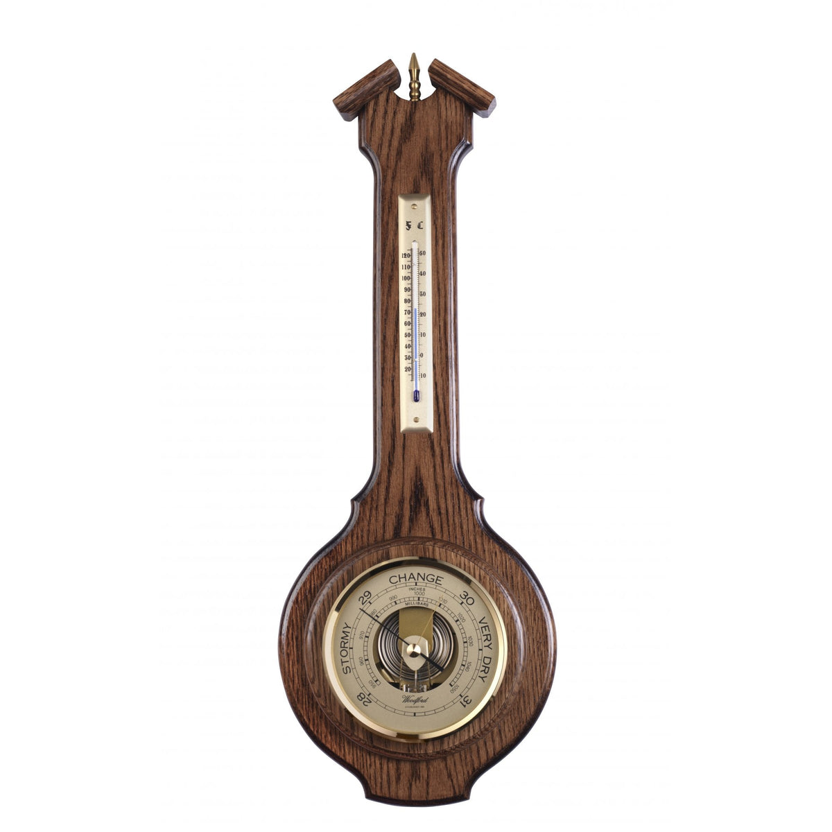 Woodford Solid Oak Banjo Barometer with Temperature 1626
