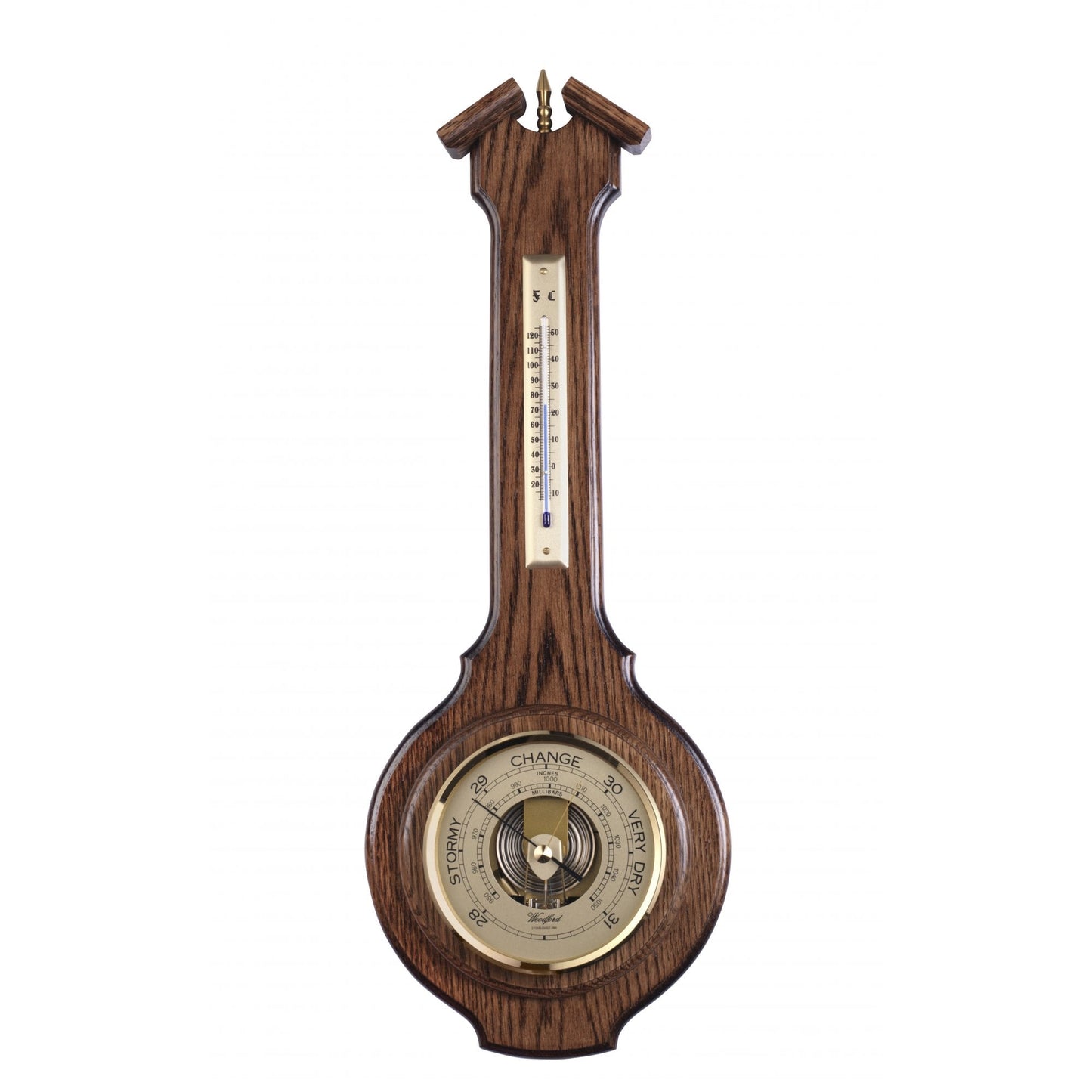Woodford Solid Oak Banjo Barometer with Temperature 1626