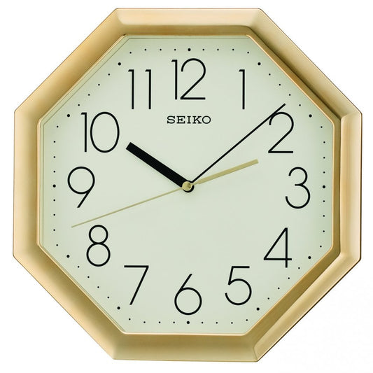 Gold Finish Hexagonal Quartz Battery Wall Clock QXA668G