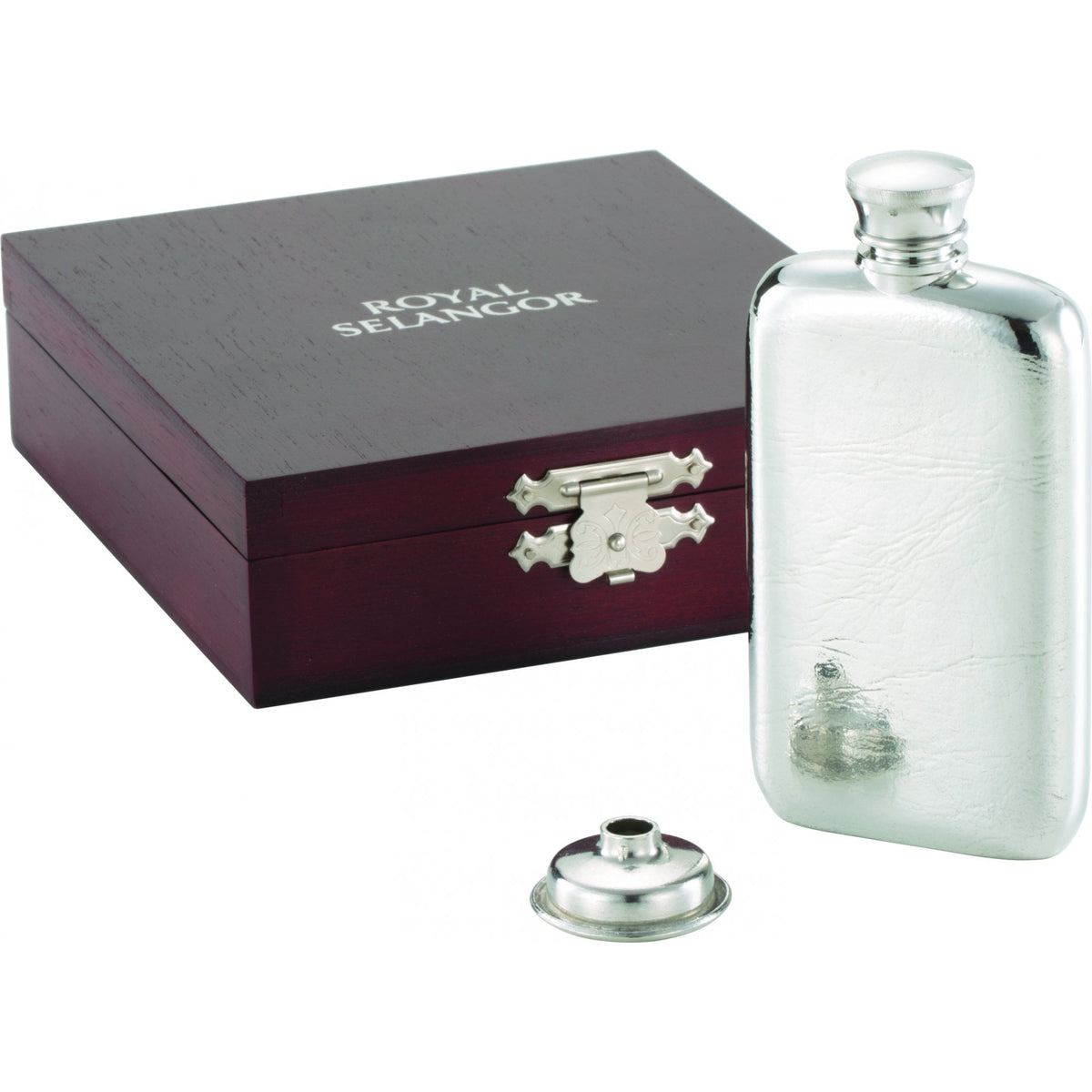 Pewter Flask 9.5cl in Wooden Presentation Box 0E0043