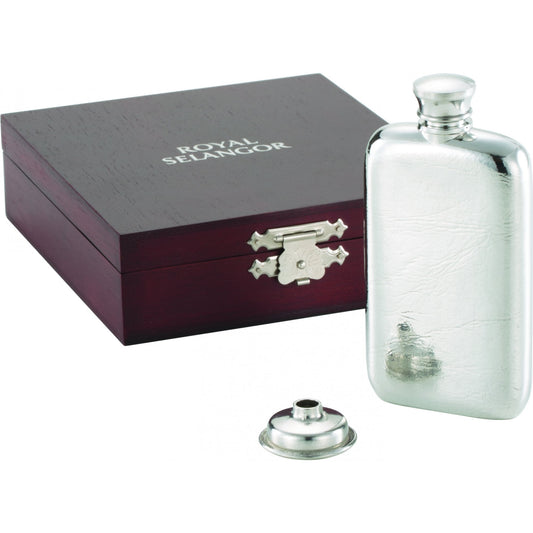 Pewter Flask 9.5cl in Wooden Presentation Box 0E0043