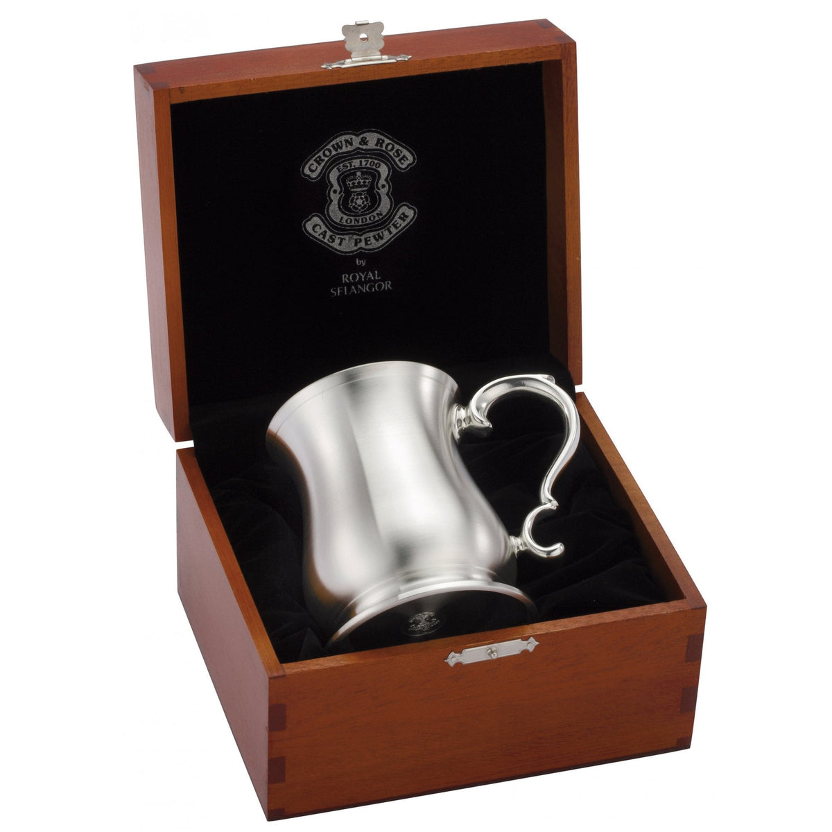 1 Pint Brushed Finish Pewter Tankard Bell in Wooden Box 0092107G