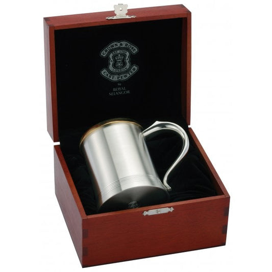Crown & Rose Pewter Tankard in Wooden Box 0092164G