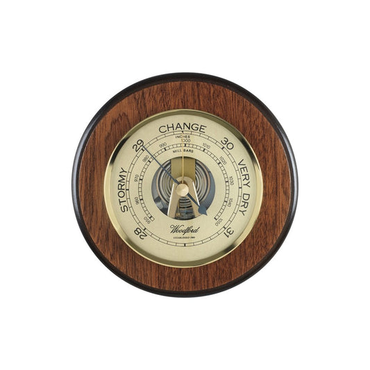 Woodford Round Wooden Mahogany Veneer Barometer 1615