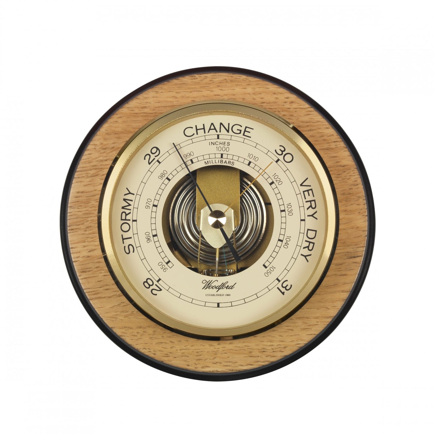 Woodford Wooden Round Barometer Weather Forecast 1629