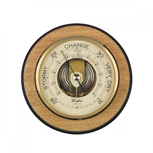 Woodford Wooden Round Barometer Weather Forecast 1629