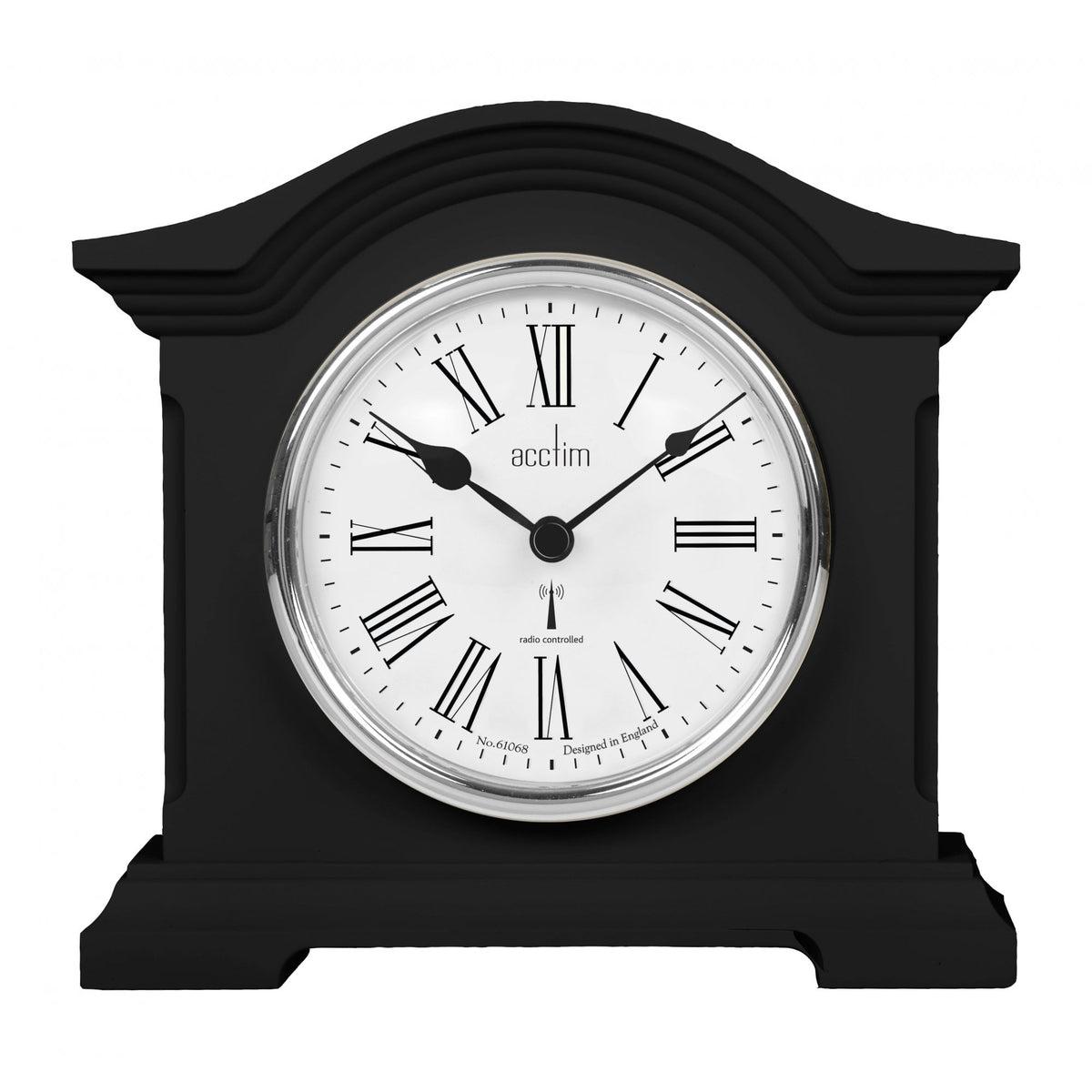 Radio Controlled Black Quartz Mantle Clock - Chesterfield 77163