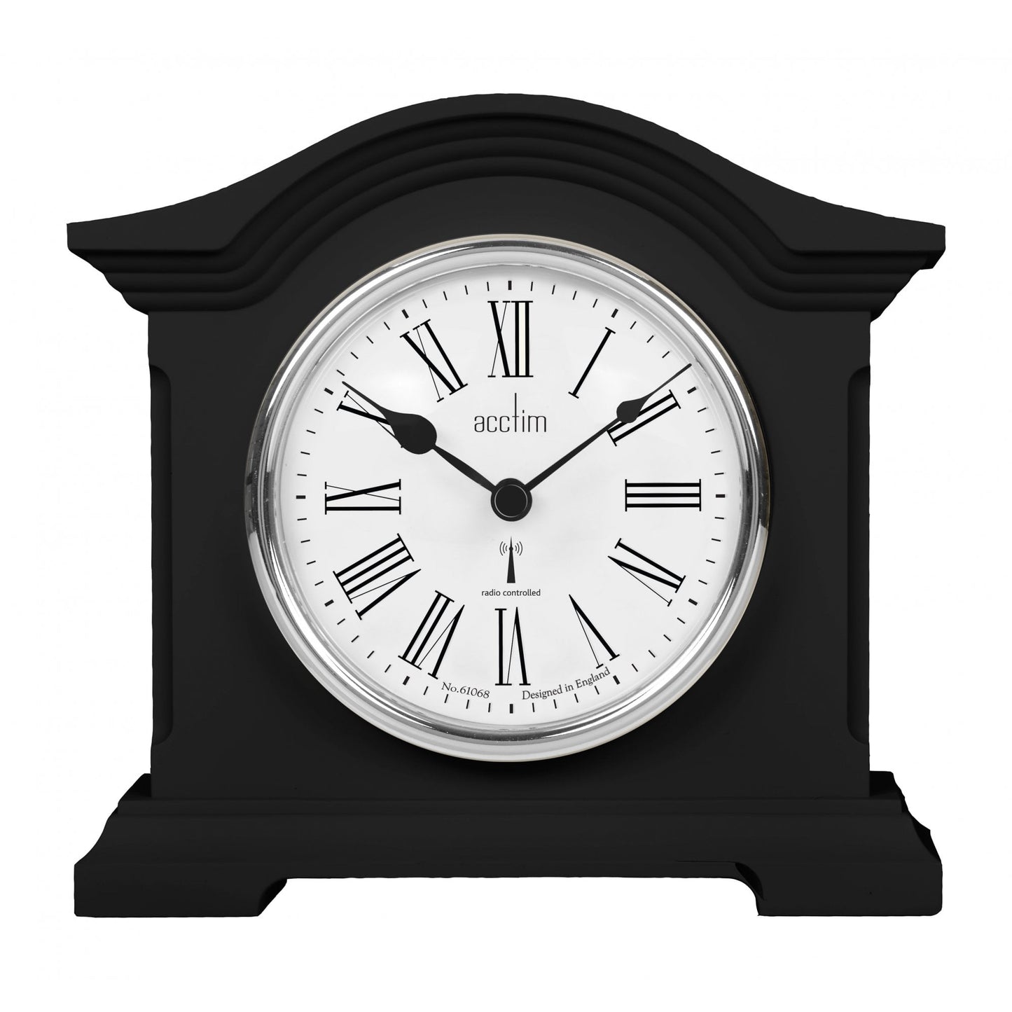Radio Controlled Black Quartz Mantle Clock - Chesterfield 77163