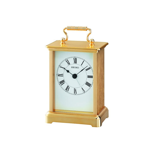 Gold Coloured Seiko Quartz Carriage Clock QHE093G