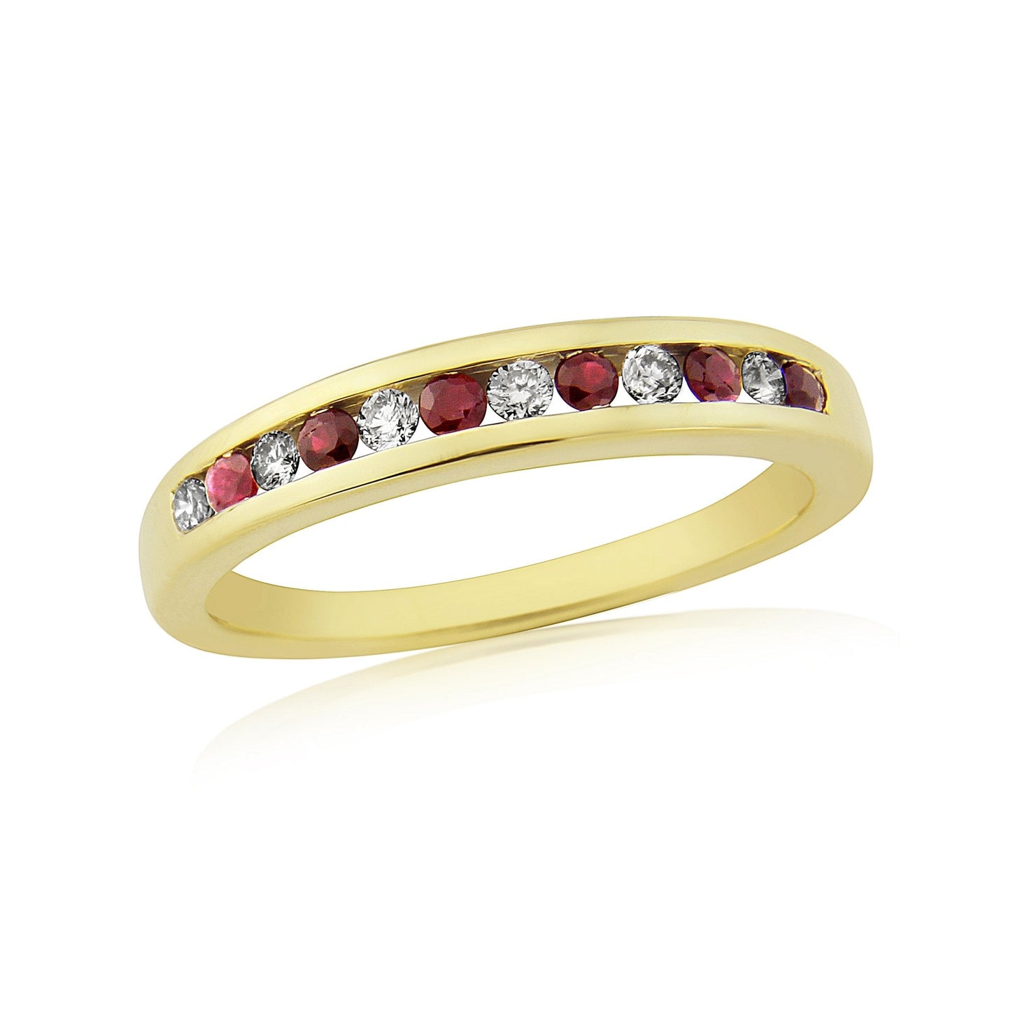 9ct Gold Half Eterntiy Channel Set Ruby and Diamond Ring