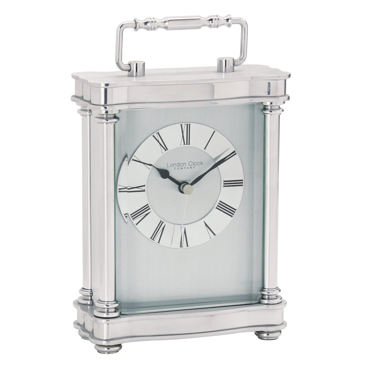 Silver Finish Quartz Carriage Clock Height 18.5cm 03068