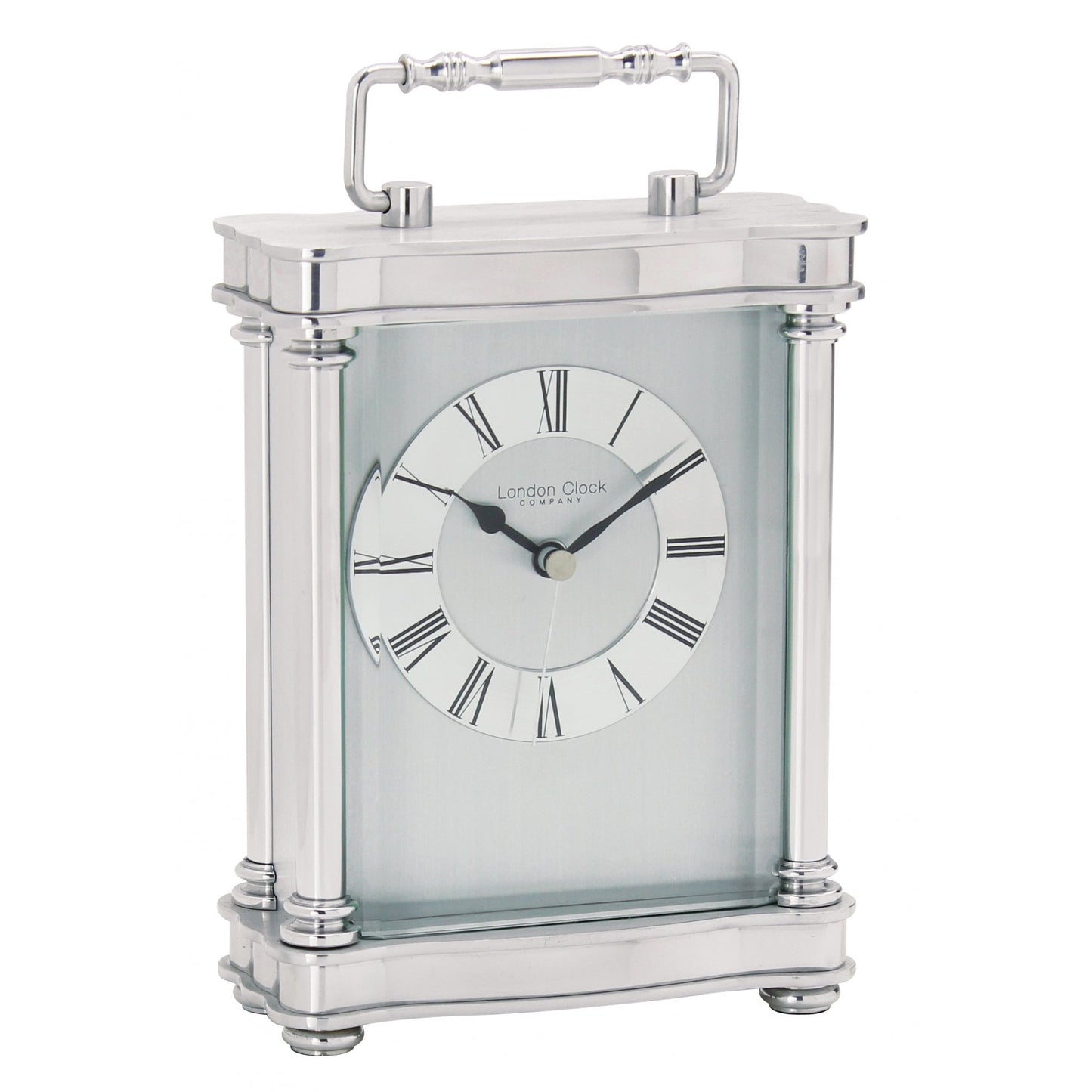Silver Finish Quartz Carriage Clock Height 18.5cm 03068