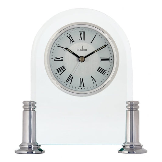 Acctim Silver Finish & Glass Quartz Battery Mantle Clock 36427
