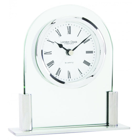 Silver Finish Glass Quartz Mantle Clock 17125