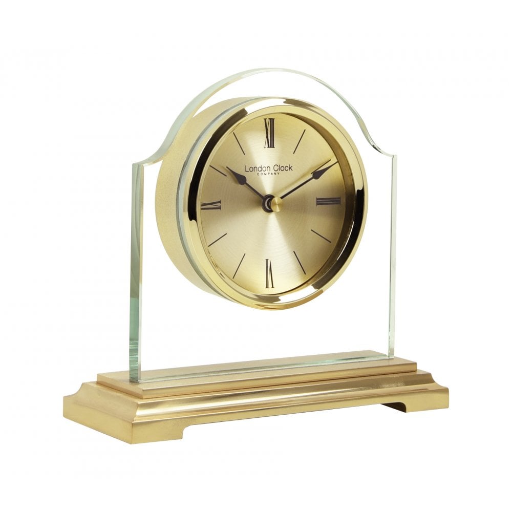 Gold Finish Quartz Battery Arch Top Mantel Clock 03149