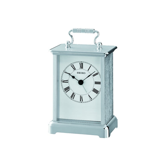 Silver Finish Battery Carriage Clock with Alarm QHE093S
