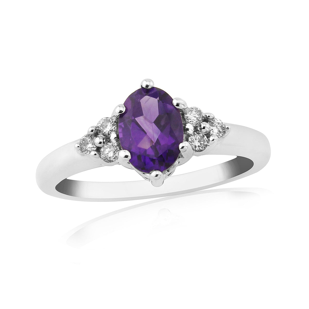 9ct White Gold Diamond and Amethyst Cluster Ring
