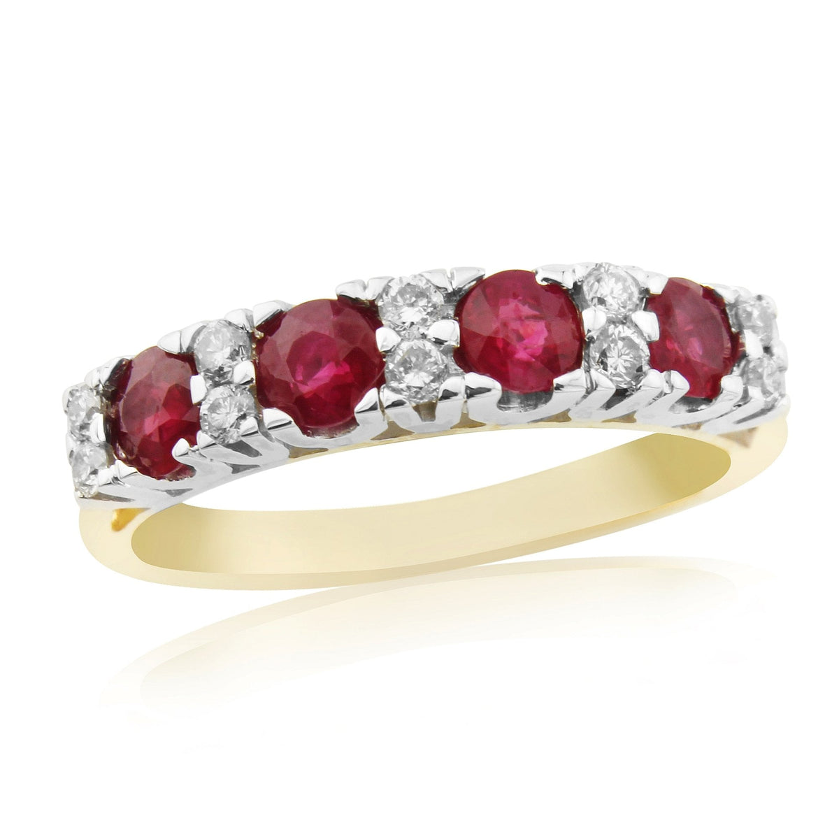 9ct Gold Ruby & Diamond Half Eternity Ring