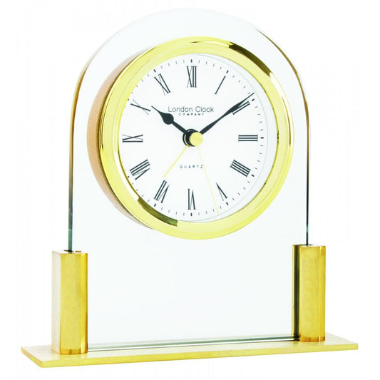 Gold Finish Glass Quartz Mantle Clock 17124