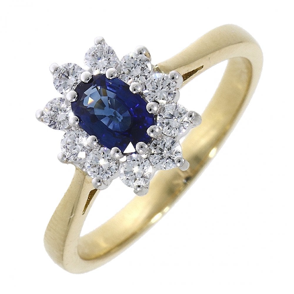 18ct Gold Ladies Diamond and Sapphire Cluster Ring