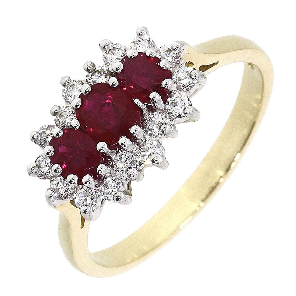 18ct Gold Ladies Diamond and Ruby Cluster Ring